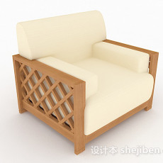田园木质单人沙发3d模型下载