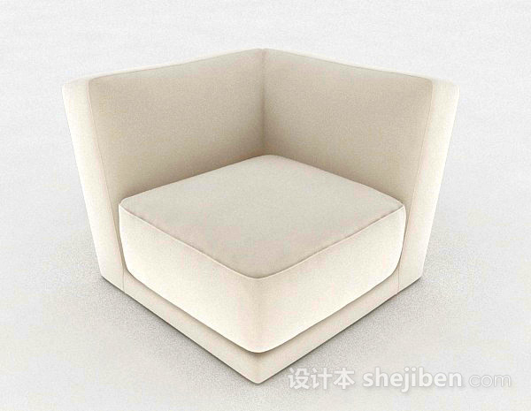米白色简约单人沙发3d模型下载