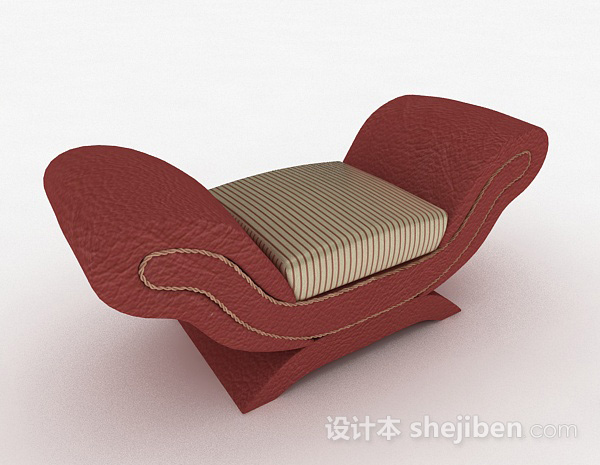 欧式风格红色休闲沙发脚凳3d模型下载