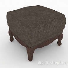 棕色方形沙发凳3d模型下载