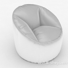 圆形简约白色单人沙发3d模型下载