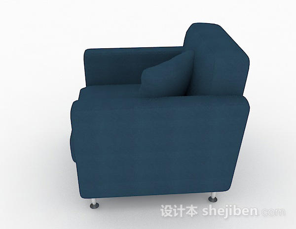 免费蓝色家居单人沙发3d模型下载