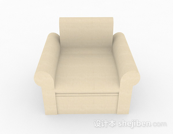 现代风格黄色简约单人沙发3d模型下载
