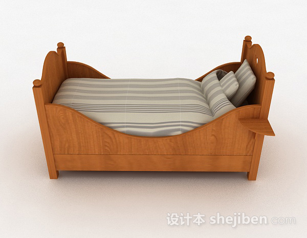 设计本木质儿童单人床3d模型下载