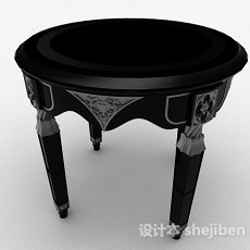 欧式黑色圆形凳子3d模型下载
