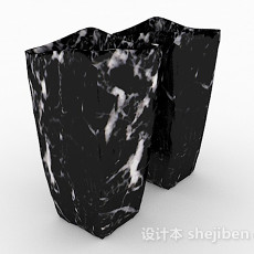 现代风格黑色斑纹方形花瓶3d模型下载