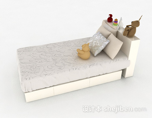 设计本儿童单人床3d模型下载