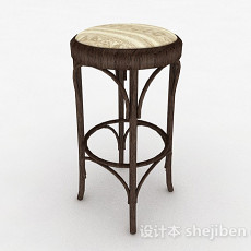 木质吧台凳3d模型下载