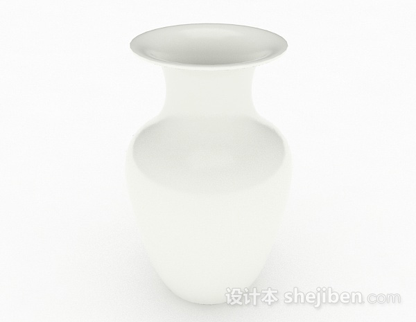 免费现代风格白色喇叭花花瓶3d模型下载