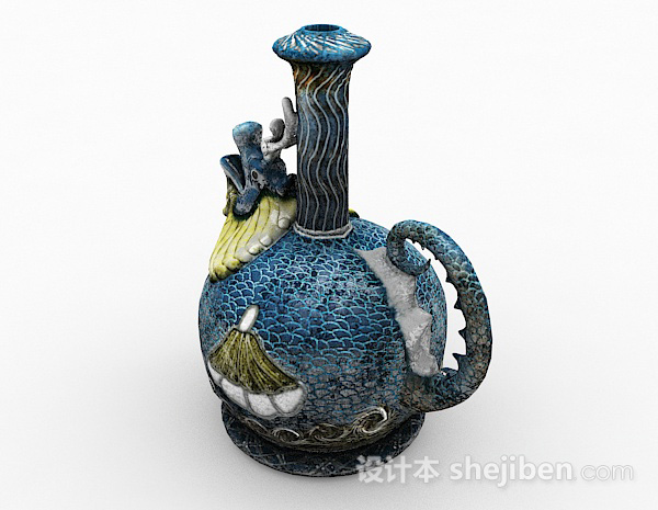 中式风格中式风格雕刻龙造型水壶3d模型下载