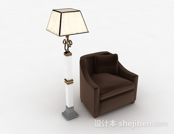 棕色简约家居单人沙发3d模型下载