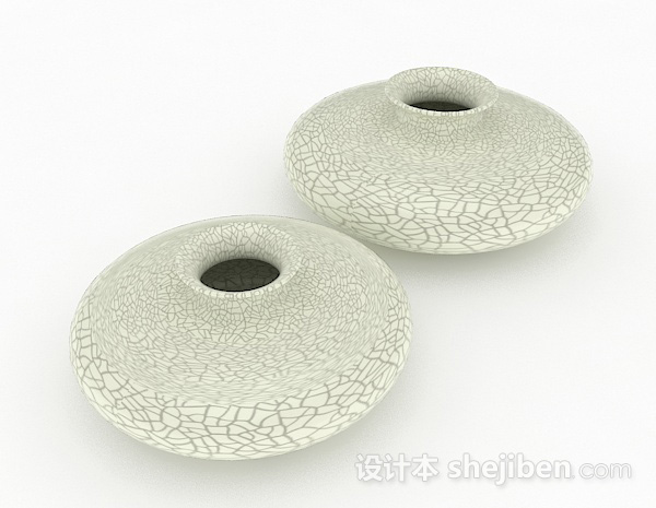 中式风格白色斑纹大肚花瓶3d模型下载