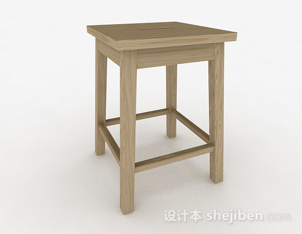 现代风格木质简约家居凳子3d模型下载