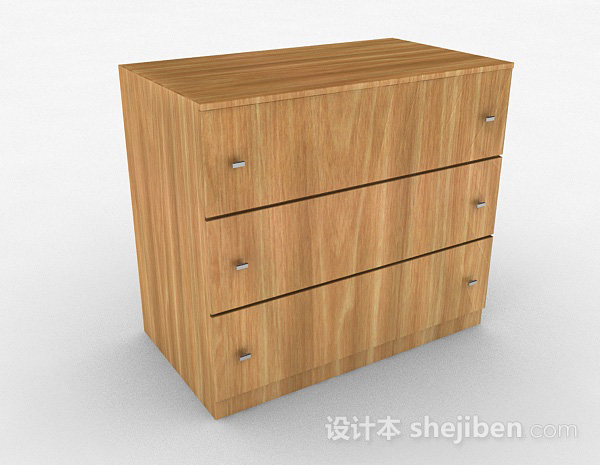 棕色木质简约鞋柜3d模型下载
