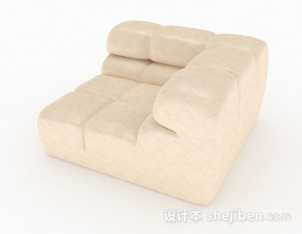 现代风格米白色单人沙发3d模型下载