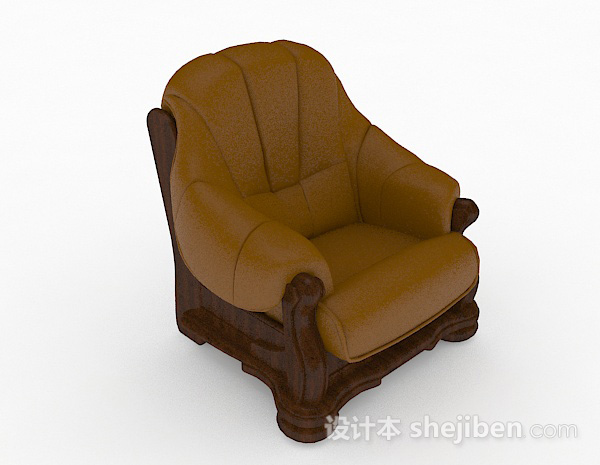 棕色木质单人沙发