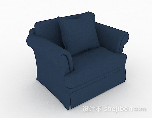 蓝色简约家居单人沙发3d模型下载