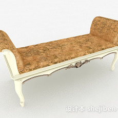 欧式风格木质休闲沙发脚凳3d模型下载