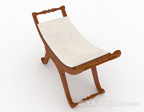免费棕色木质休闲椅3d模型下载