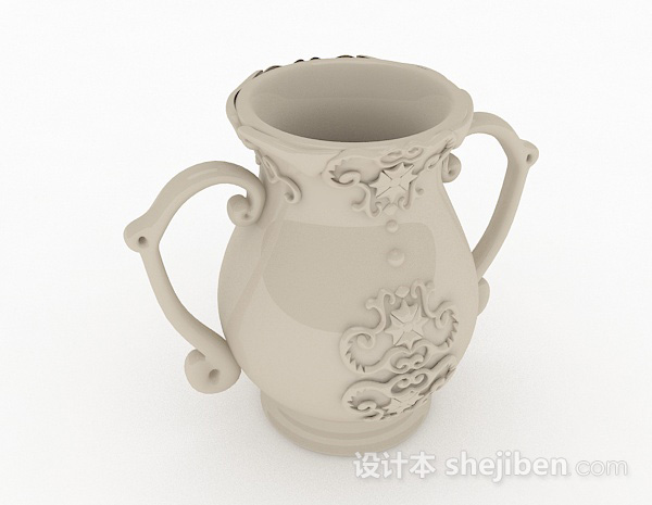 中式风格白色大肚花瓶