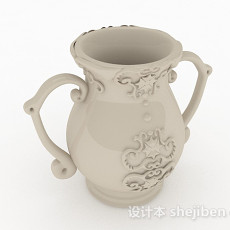 中式风格白色大肚花瓶3d模型下载