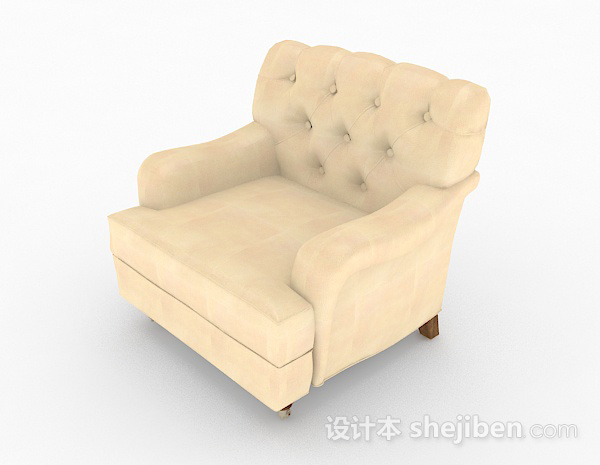 美式风格美式黄色单人沙发3d模型下载