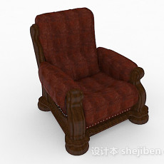 红色木质单人沙发3d模型下载