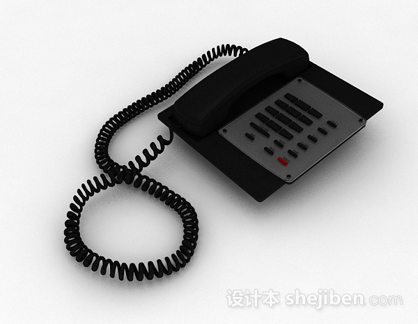 现代风格黑色电话机3d模型下载