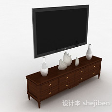 欧式风格木质棕色电视储物柜3d模型下载