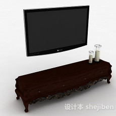 棕色欧式风格雕花电视柜3d模型下载