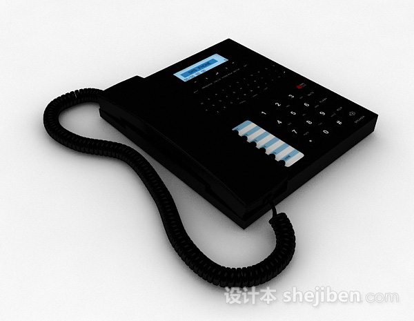 黑色电话机3d模型下载
