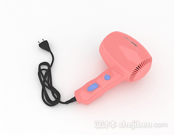 现代风格现代风格粉色小巧电吹风3d模型下载