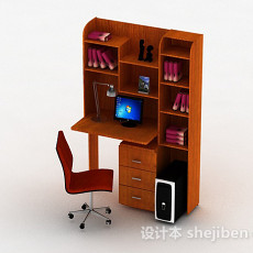 棕色书桌柜3d模型下载
