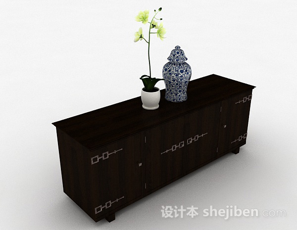 中式风格木质家具储物柜3d模型下载