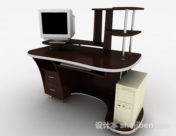 现代风格办公电脑桌3d模型下载