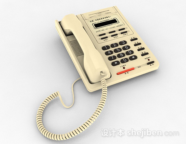 黄色家庭电话机3d模型下载