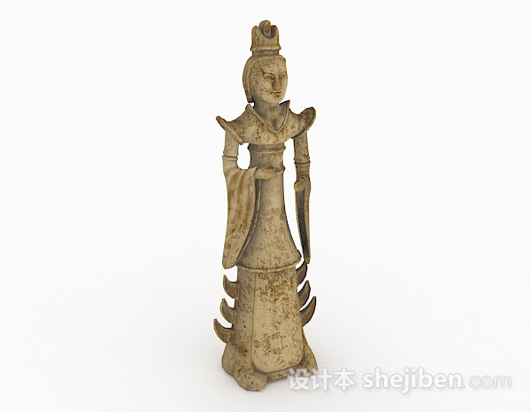 中式风格雕刻贵族仕女摆件