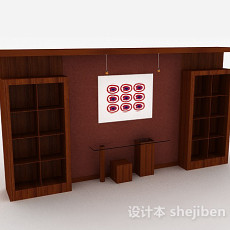 现代风格枣红色木质电视储物柜3d模型下载
