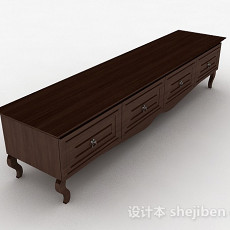 中式棕色木质电视柜3d模型下载