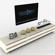 白色现代风格时尚电视柜3d模型下载