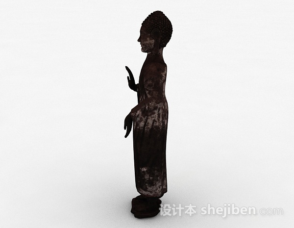 设计本东南亚风格石质佛教僧侣雕塑3d模型下载