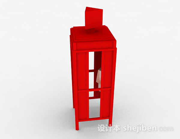 免费红色户外电话亭3d模型下载