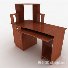 棕色木质办公桌3d模型下载