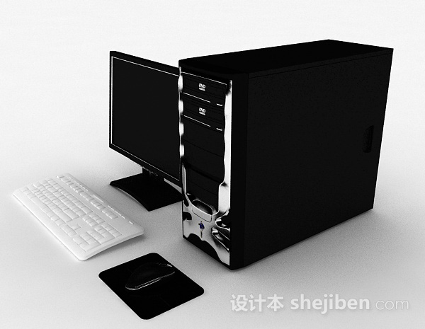 免费黑色台式电脑3d模型下载