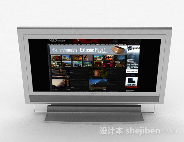 现代风格灰色家居电视机3d模型下载