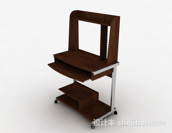 现代风格棕色木质书桌3d模型下载