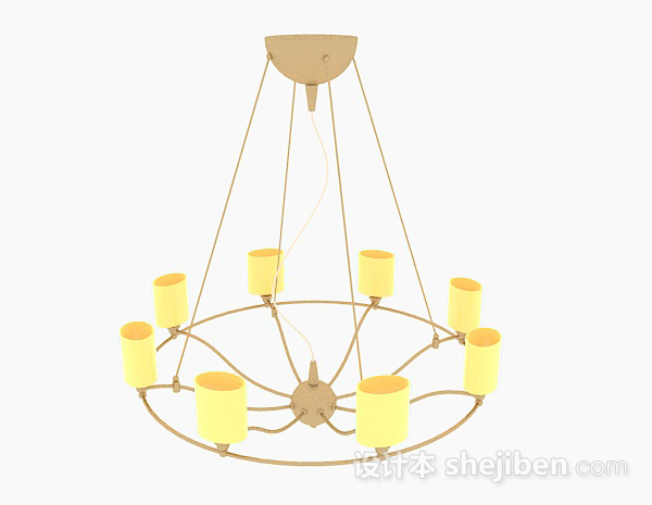 现代风格暖黄色圆形吊灯
