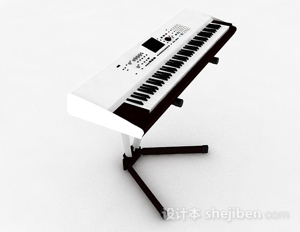 设计本现代风格白色电子琴3d模型下载
