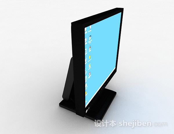 免费黑色电脑显示器3d模型下载