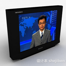 索尼黑色电视机3d模型下载